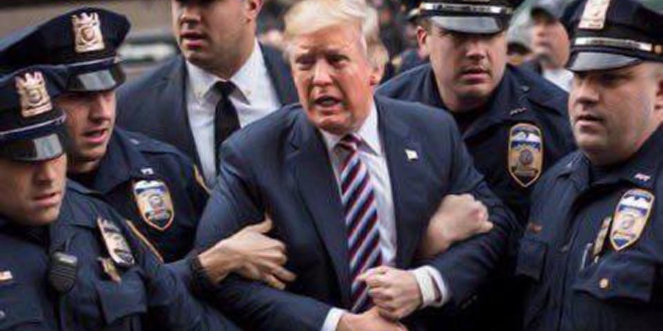 IMAGE: A deepfake of Donald Trump being arrested by the police, created using a generative algorithm