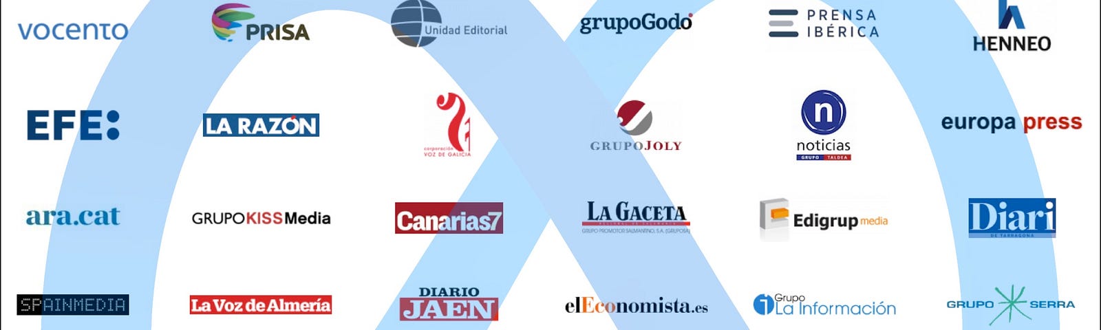 IMAGE: The logos of the Spanish newspapers under AMI (Association of Information Media) and, on top of it, the Meta logo